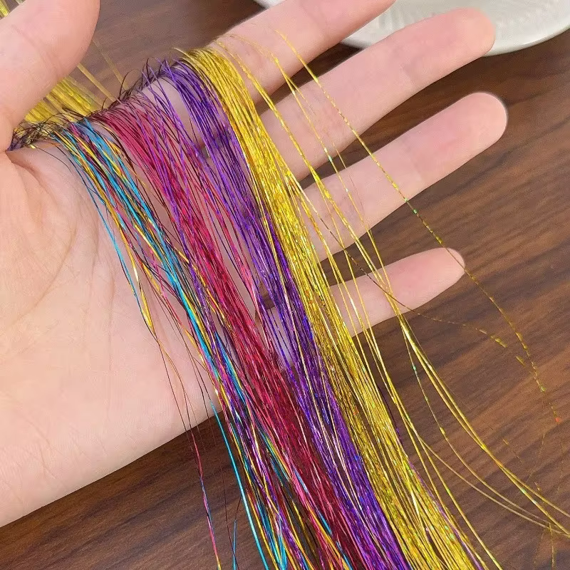 Kit de guirlandes de cheveux brillantes et scintillantes pour femmes, pince à cheveux colorée arc-en-ciel, Extension de cheveux scintillante pour outils de tressage, couvre-chef