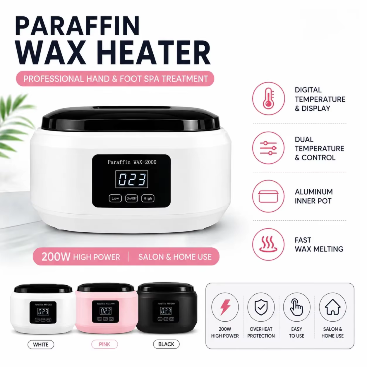 Chauffe-cire à la paraffine WAX-2000 200W avec affichage numérique et contrôle de la température