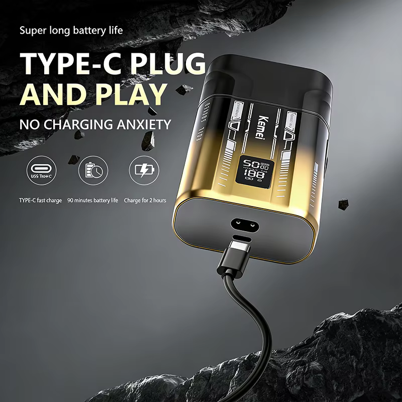 Rasoir électrique KEMEI KM-T418 à double lame oscillante pour homme