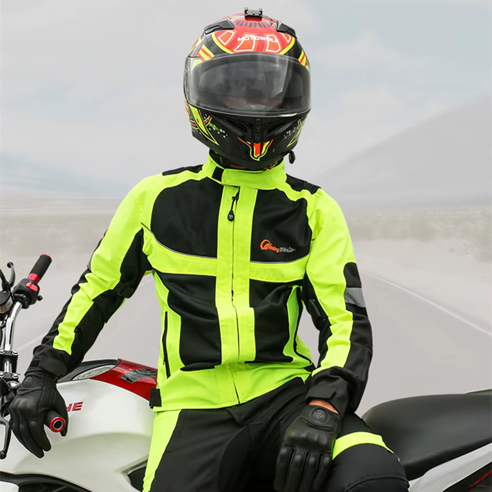 Veste de moto respirante pour hommes et femmes, manteau d'équitation de nuit à haute visibilité avec 5 coussinets de protection, Style d'été, JK-21