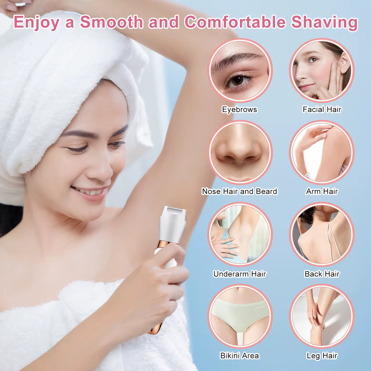Solimpia 5 en 1 dispositif d'épilation électrique Rechargeable corps nez tondeuse sourcils Kit de toilettage pour femme