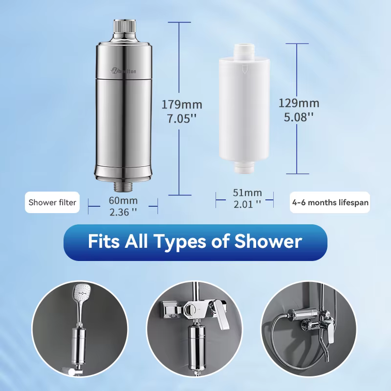 Filtre à eau pour douche domestique Wheelton - Filtre à eau qui réduit le chlore, les métaux lourds et les sédiments, améliore la peau sèche et les démangeaisons, et la perte de cheveux
