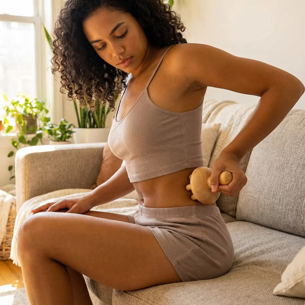 Outil de massage en bois en forme de champignon