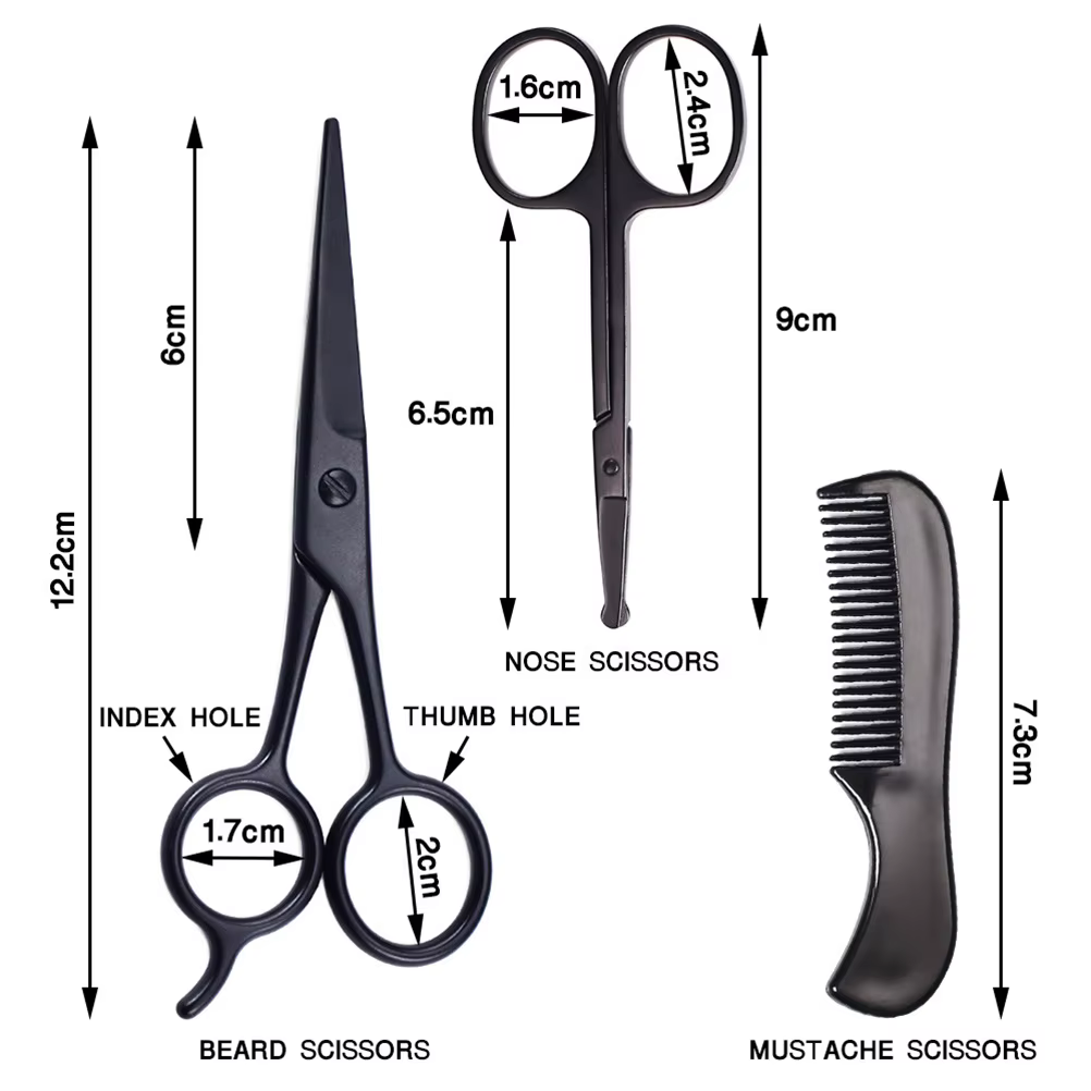 Kit de peigne à barbe avec ciseaux et brosse