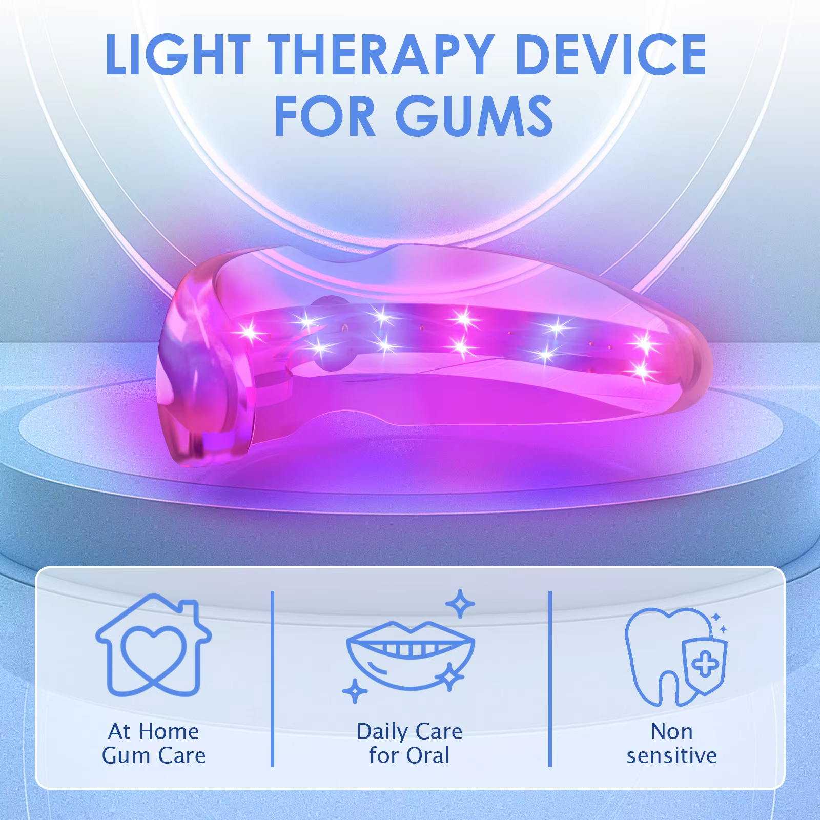 Accélérateur de blanchiment des dents 650nm thérapie par la lumière rouge + bleue pour les gencives LED lumière parodontale réparation de santé des gencives saignement des gencives et des dents