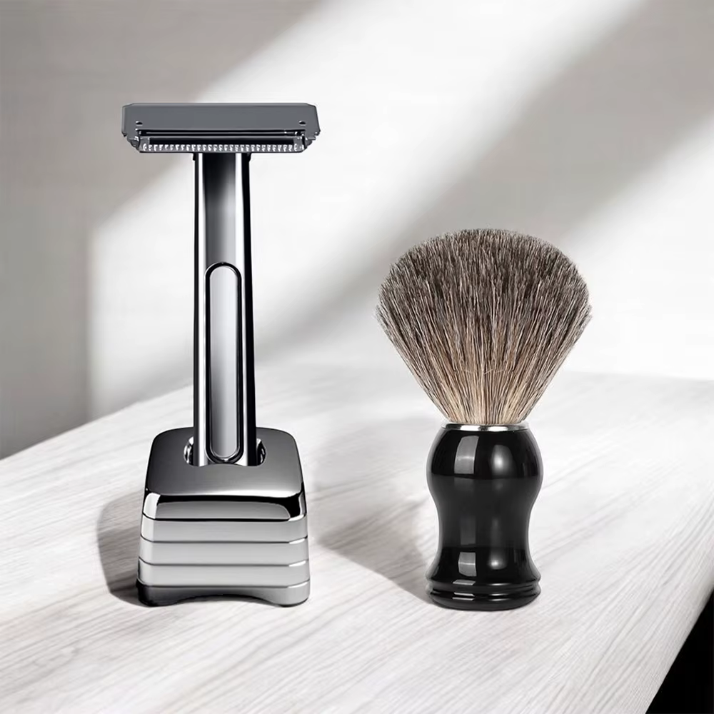 Whityle 02B brosse de rasage en poils de blaireau Super doux pour homme soins de la barbe toilettage pour hommes