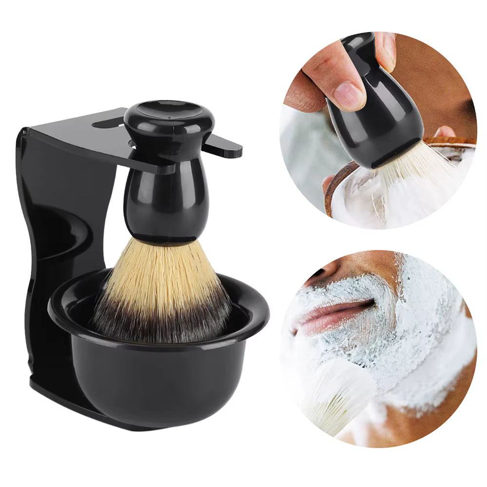 Ensemble de 3 brosses à raser pratiques et faciles à mousser, brosse à barbe professionnelle durable, kit de toilettage portable et doux, soin de la barbe