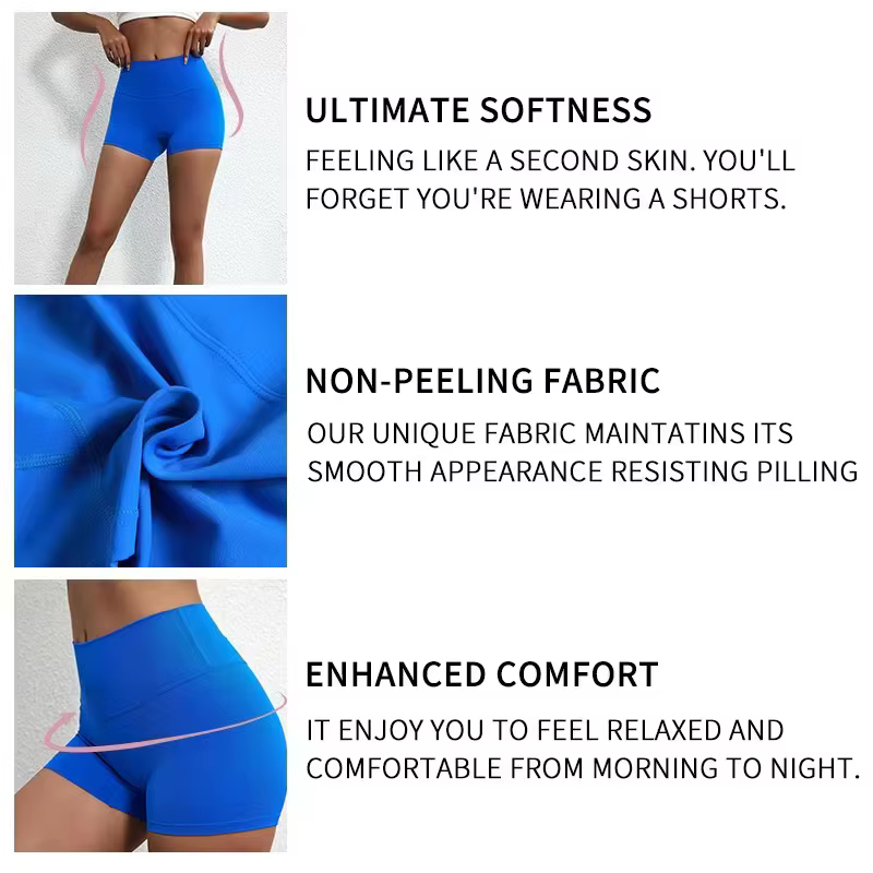 Couleur unie femmes Fitness Sport court taille haute Yoga court Legging vélo doux Squatting preuve entraînement complet Jog Athleti