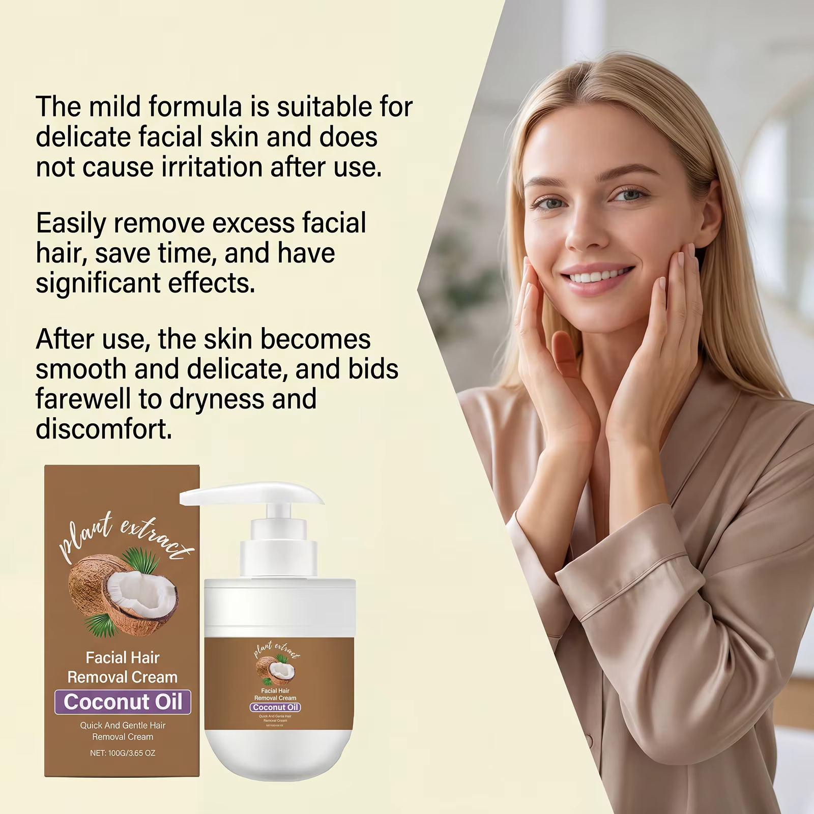Crème dépilatoire pour le visage et le corps