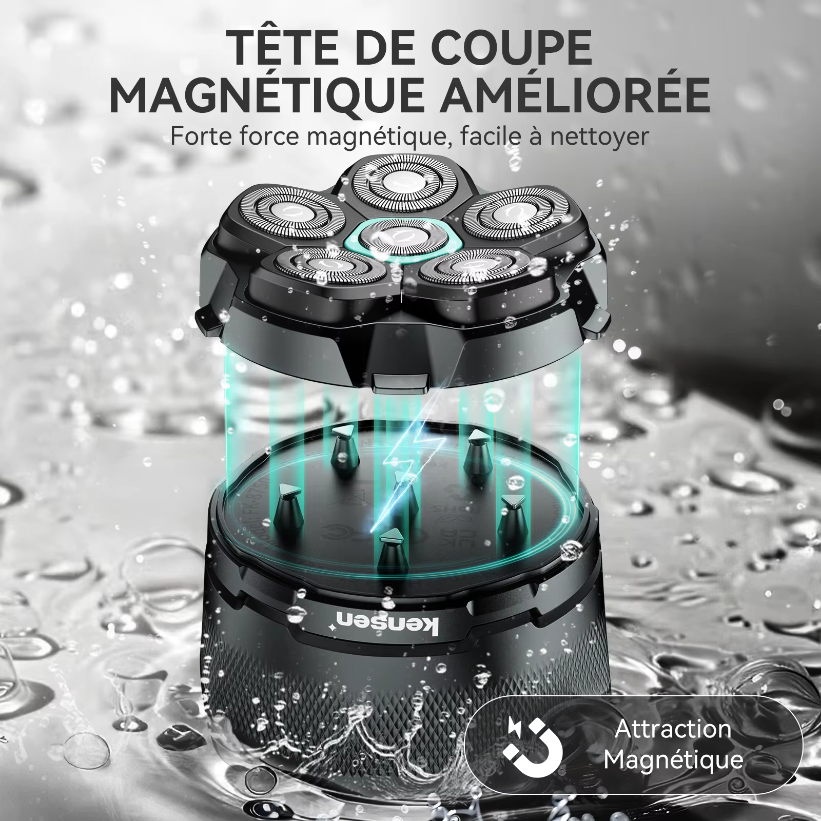 KENSEN 6D rasoir électrique flottant magnétique pour hommes tête humide/sèche