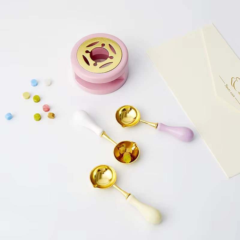 Cuillère d'avertissement en plastique avec poignée anti-brûlure, laque d'avertissement pour sceaux, bancs d'invitation de mariage vintage, cuillère fondante, timbre en bois