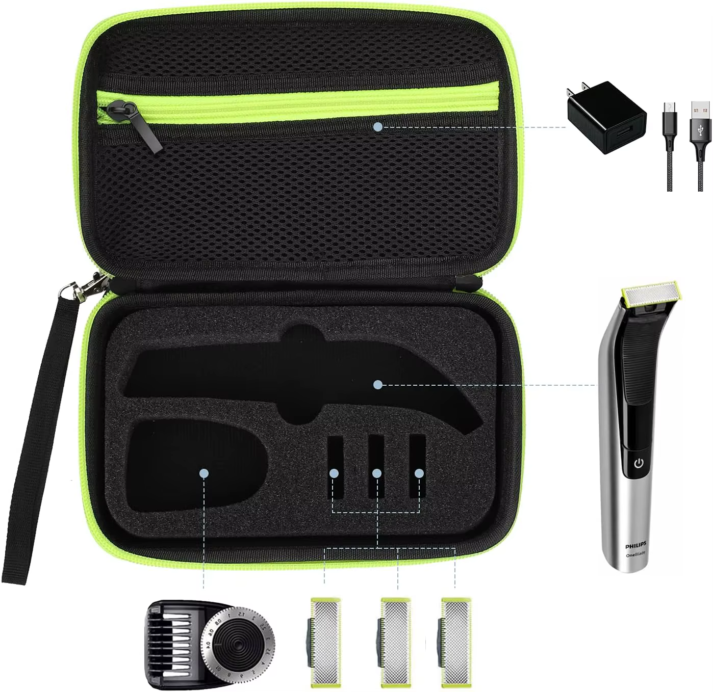 Sac rigide étanche, étui de voyage pour rasoir électrique Philips Pro QP6520/70 QP6510/70 QP6530/70 QP6550/70