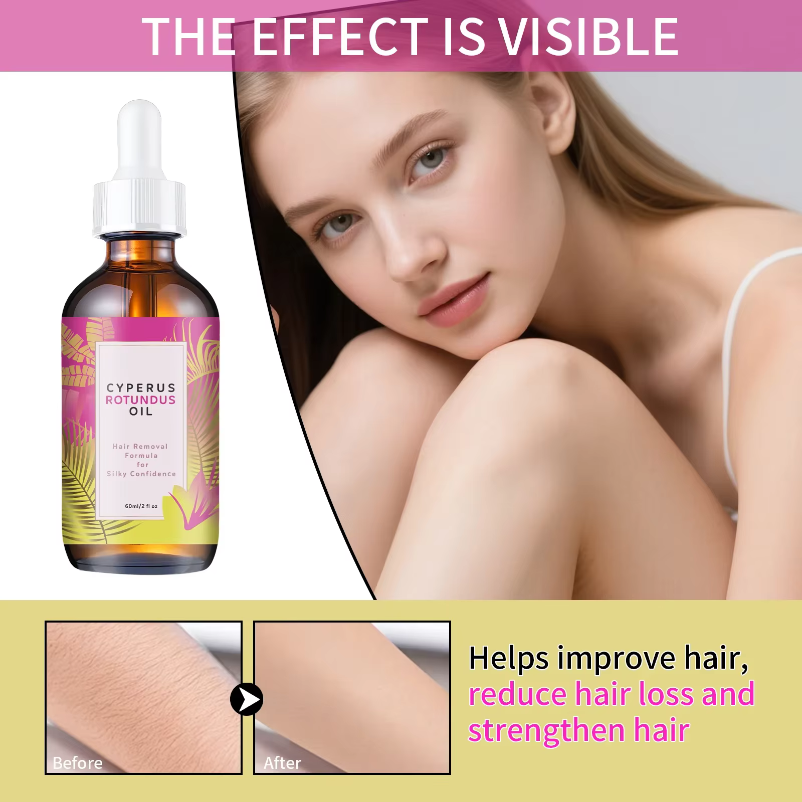 Huile d'épilation 60 ml - Inhibiteur naturel de la croissance des cheveux