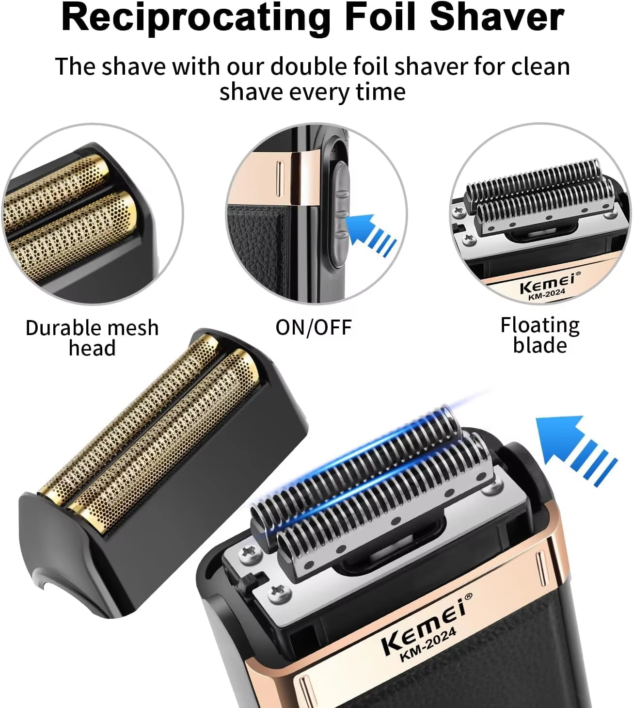 KEMEI rasoir électrique pour hommes