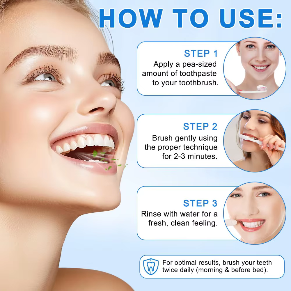 Dentifrice Anti-Caries Soin Doux de l'Émail Réduction de la Plaque Haleine Fraîche Gel Nettoyant Adapté aux Tous Membres de la Famille