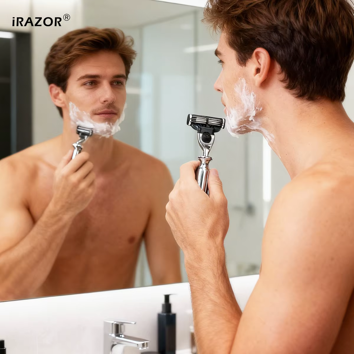 IRAZOR Mach 3 rasoir manuel pour hommes 3 couches lames rapide lisse outil d'épilation sûr pour barbier professionnel mari cadeau
