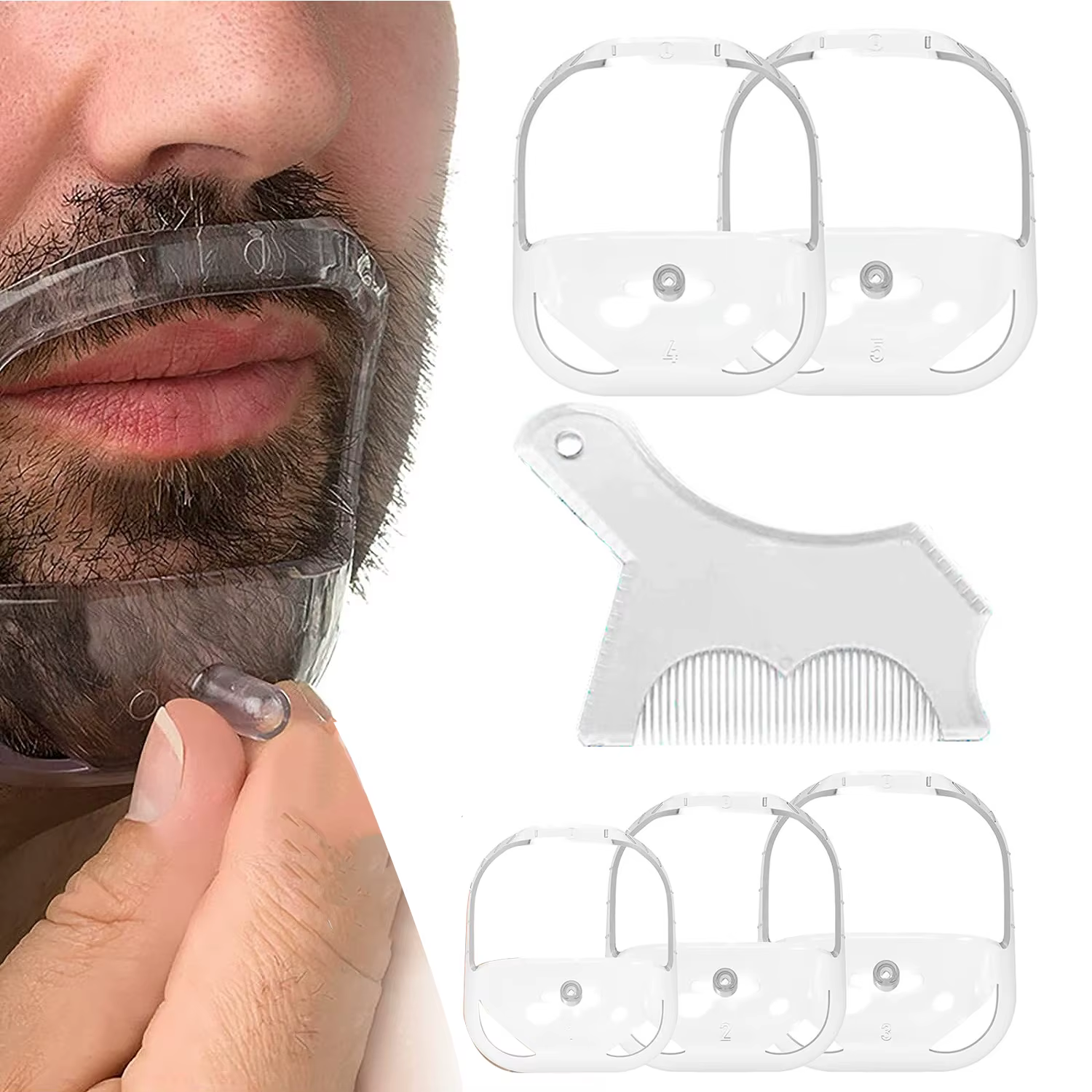 Kit d'outils de coiffage de barbe pour hommes, gabarit de rasage pour barbe de cheval, peigne à barbe ultra-fin pour le modelage et l'entretien du visage