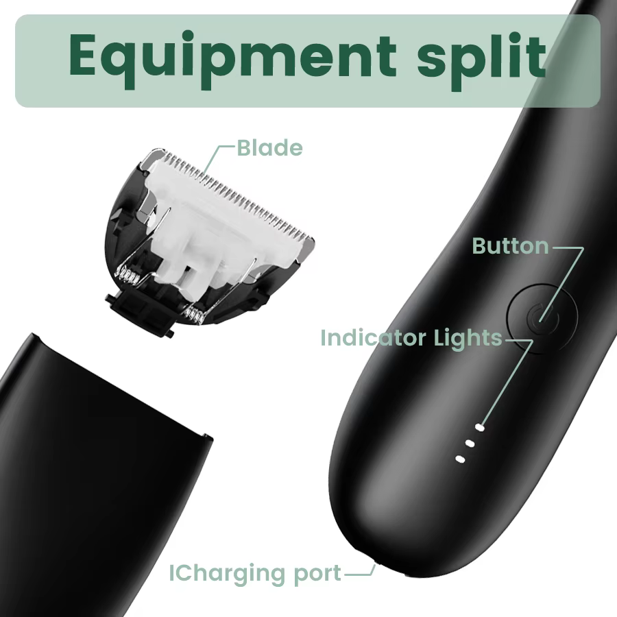 Rasoir électrique pour aine et corps pour hommes – Kit tondeuse double tête étanche avec lumière LED et lames en aluminium