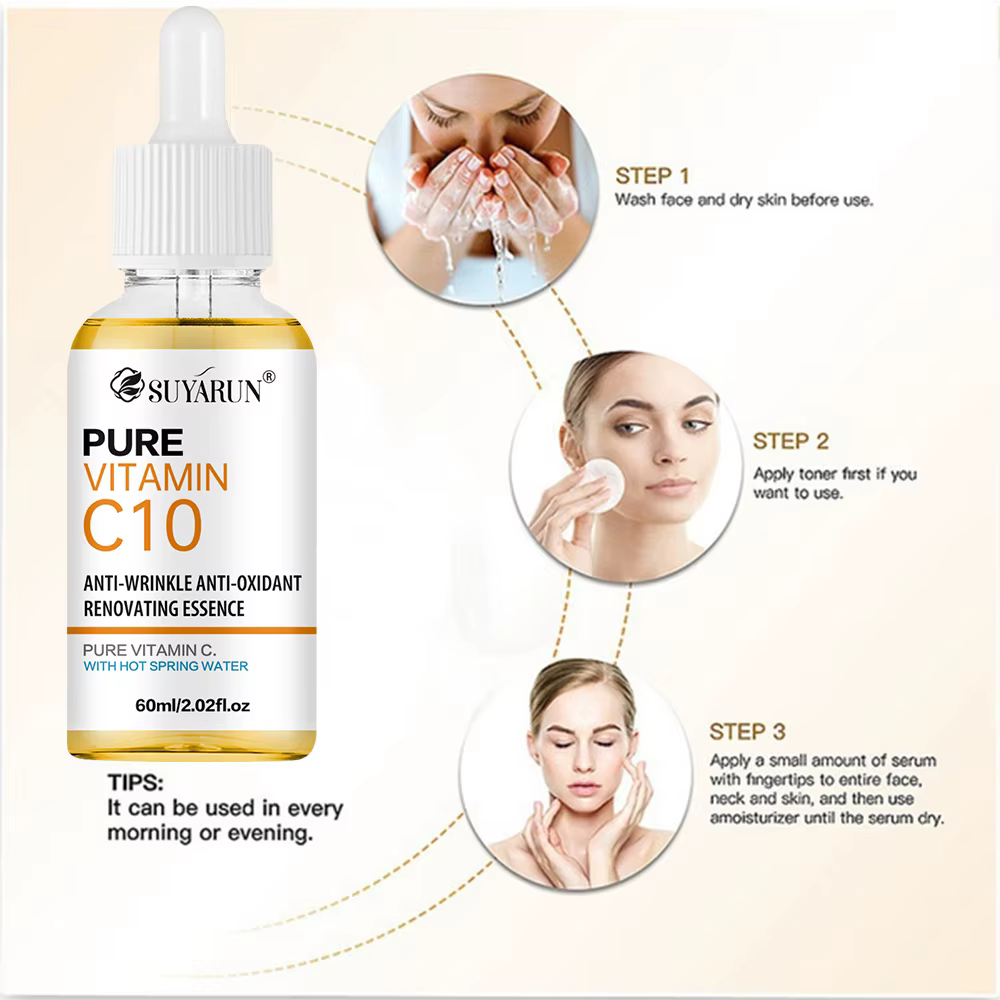 SUYARUN Sérum à la vitamine C 10% pour le visage - Traitement anti-âge éclaircissant