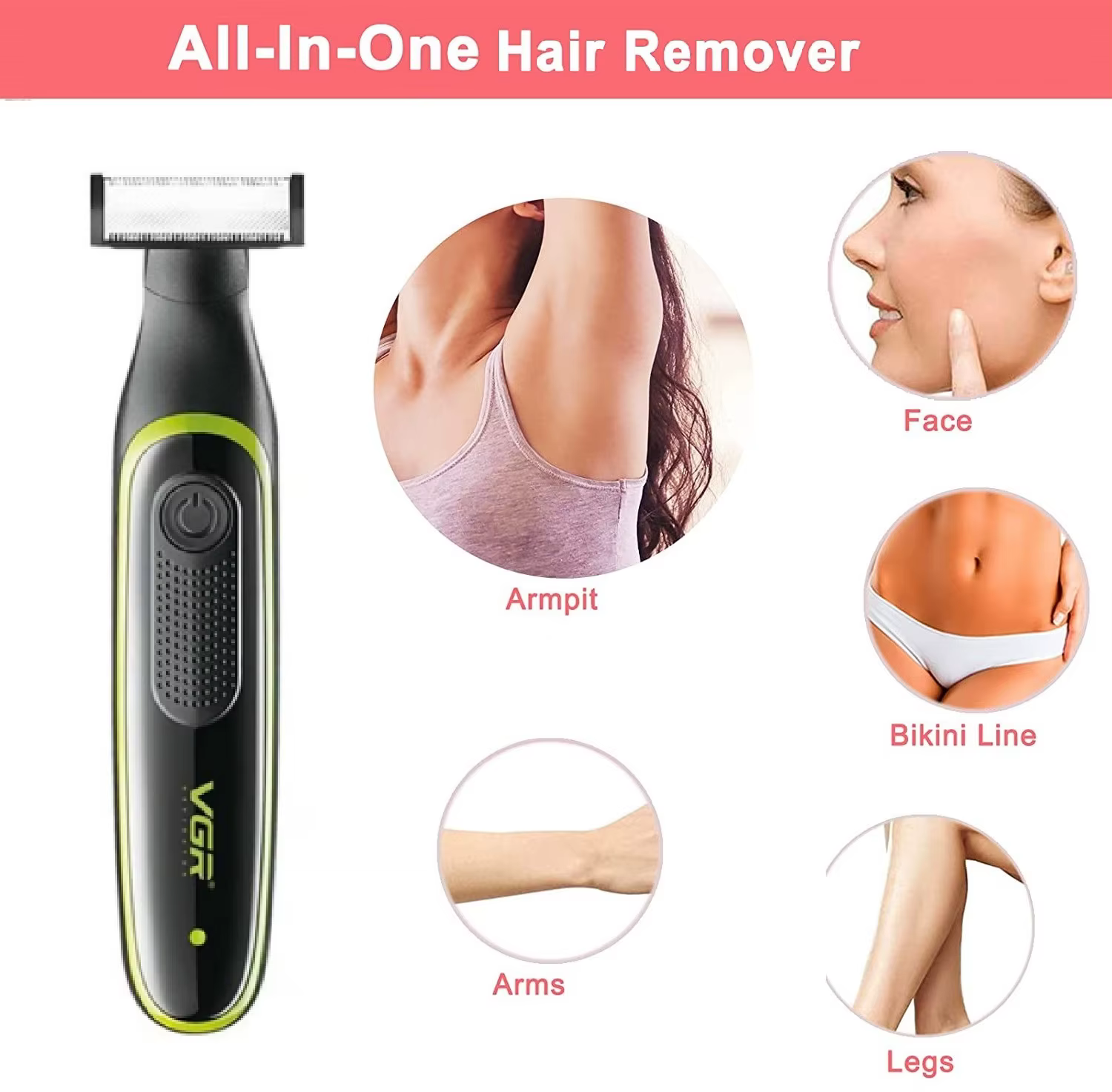 VGR une lame étanche cheveux tondeuse à barbe corps pubien Bikini rasoir Facial électrique