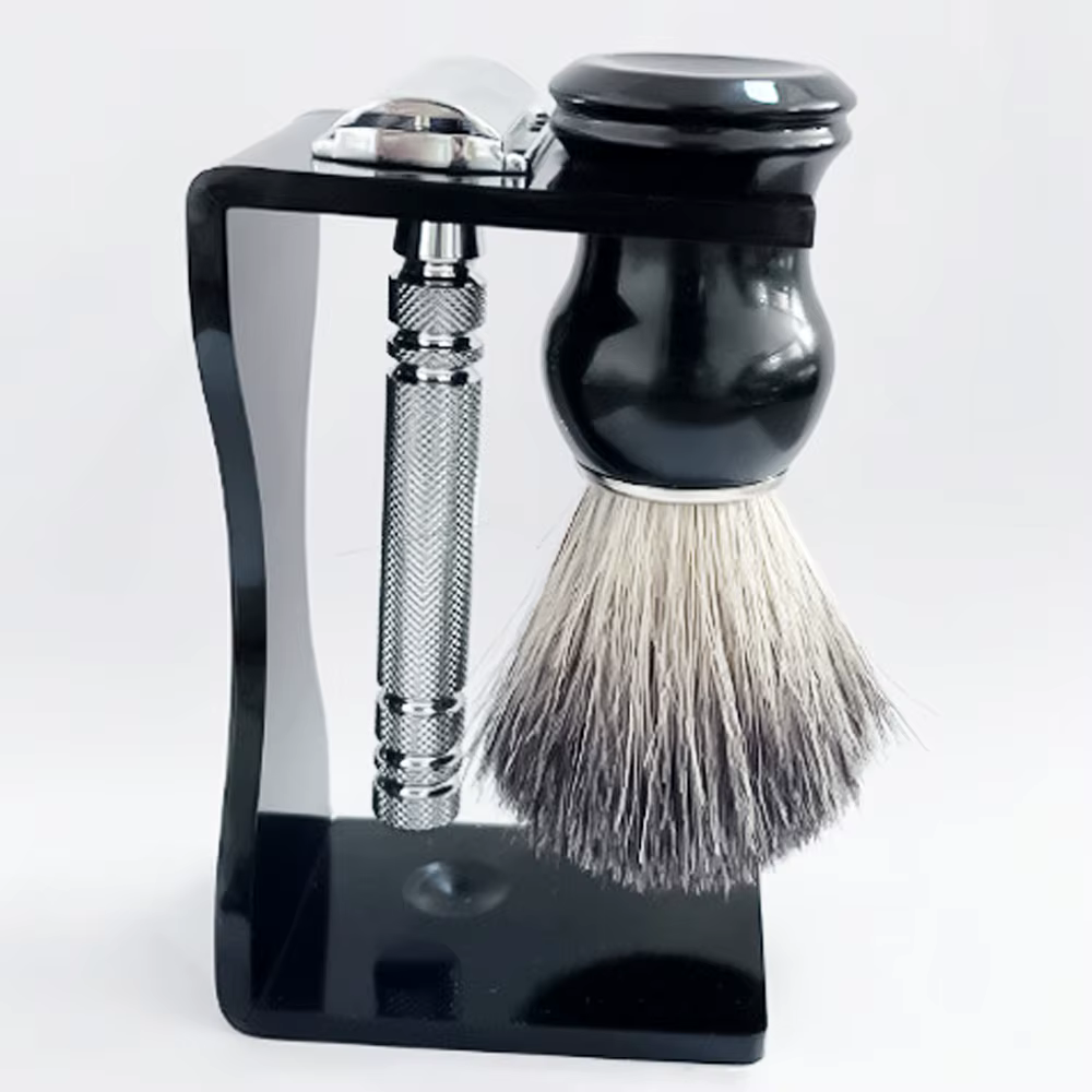 Whityle 02B brosse de rasage en poils de blaireau Super doux pour homme soins de la barbe toilettage pour hommes