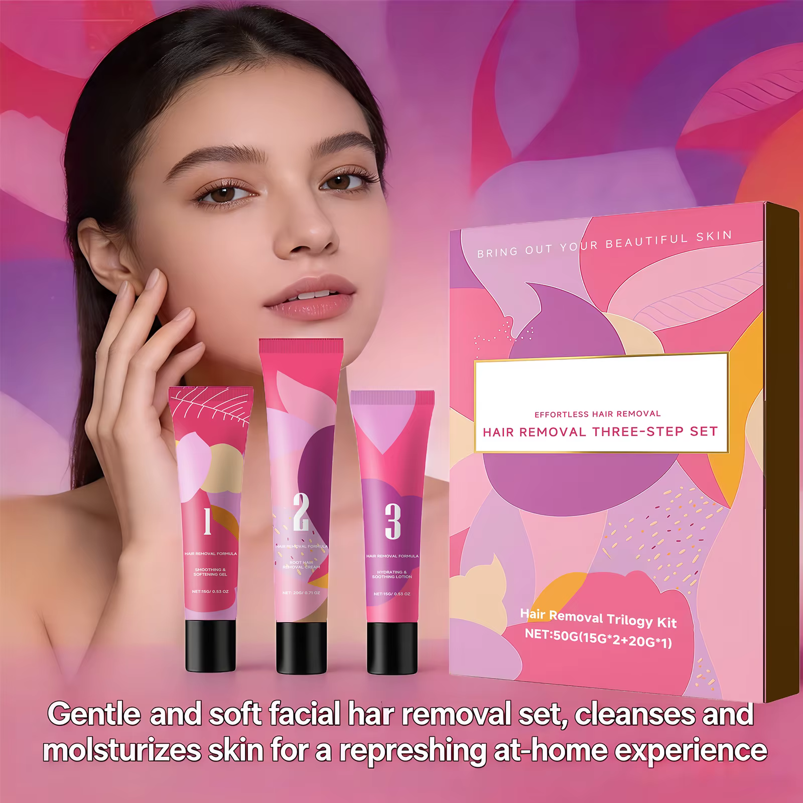 Ensemble de 3 étapes pour l'épilation du visage pour peaux sensibles