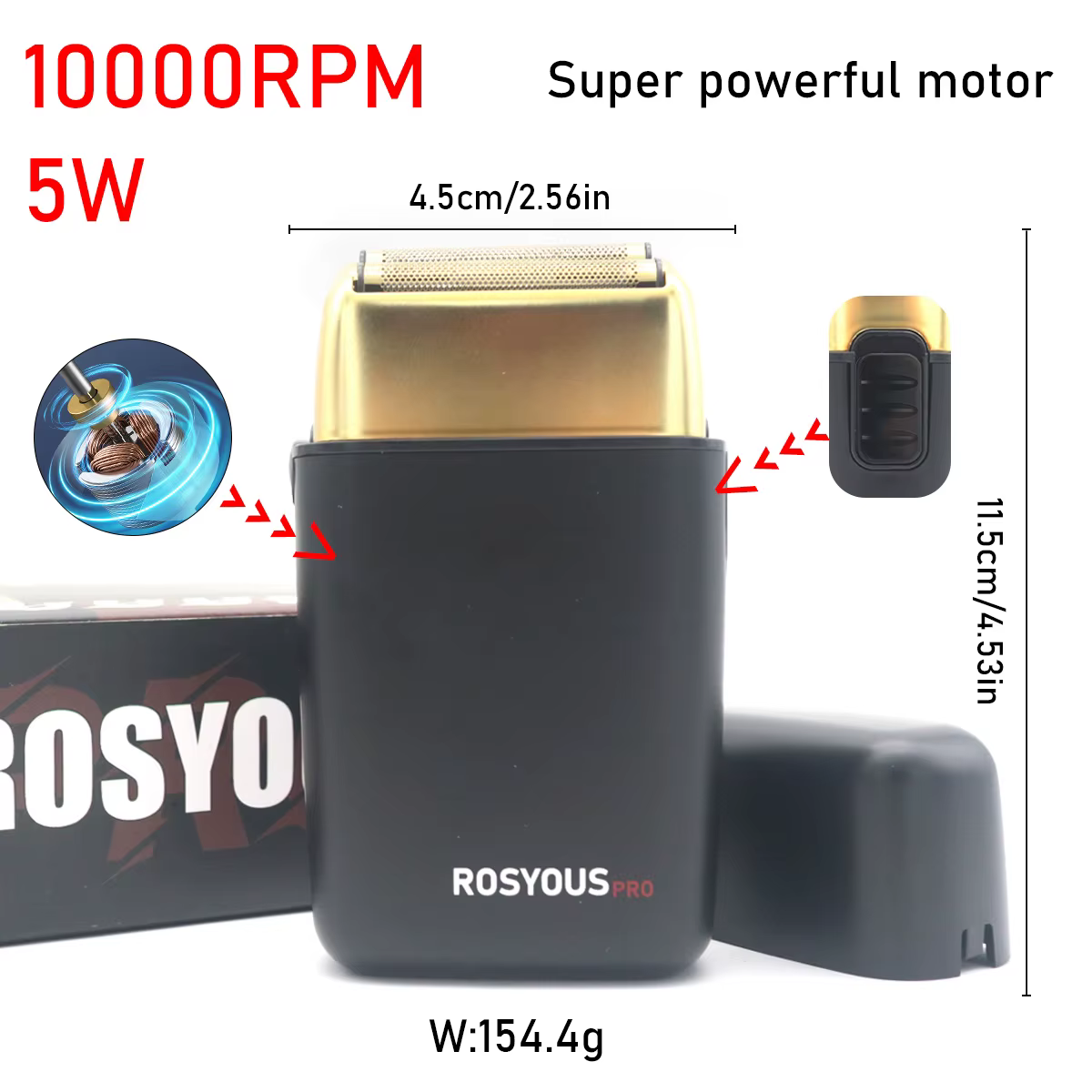 ROSYOUS RS-620 Machine à raser pour hommes Double feuille 10000 tr/min Interface USB sans fil tête d'huile rasoir électrique professionnel