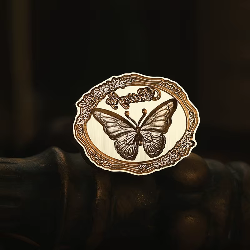 Sceau d'avertissement en relief d'insecte en métal, tête de timbre, peinture au feu vintage, bancs d'avertissement, faire-part de mariage, enveloppe de scrapbooking, décor de lettre