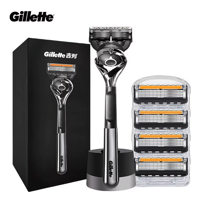 Rasoir Gillette Fusion 5 ProGlide pour homme avec 5 lames, base de rasage avec poignée, boîte Gravity Box, comprend 1 pack de recharge