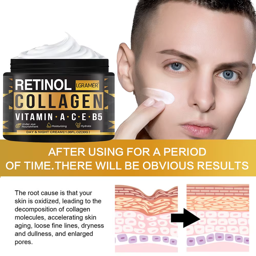 Crème pour le visage au collagène rétinol pour hommes