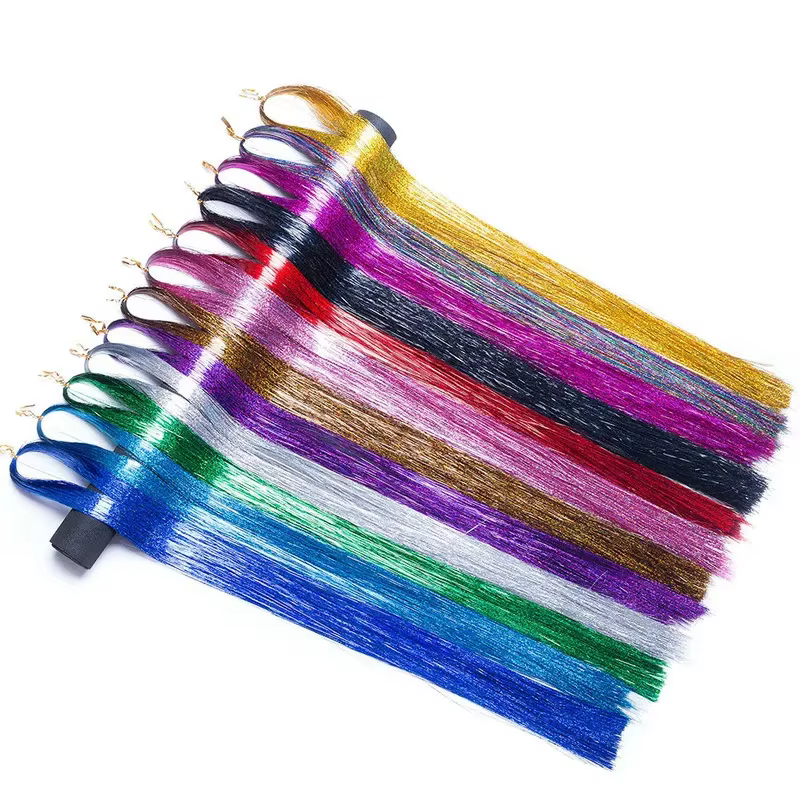 Extensions de cheveux arc-en-ciel pour femmes, clinquant brillant, cheveux inj, absorbe ouissants, hippicopter pour tressage, coiffure longue, 93 cm, outils de coiffage