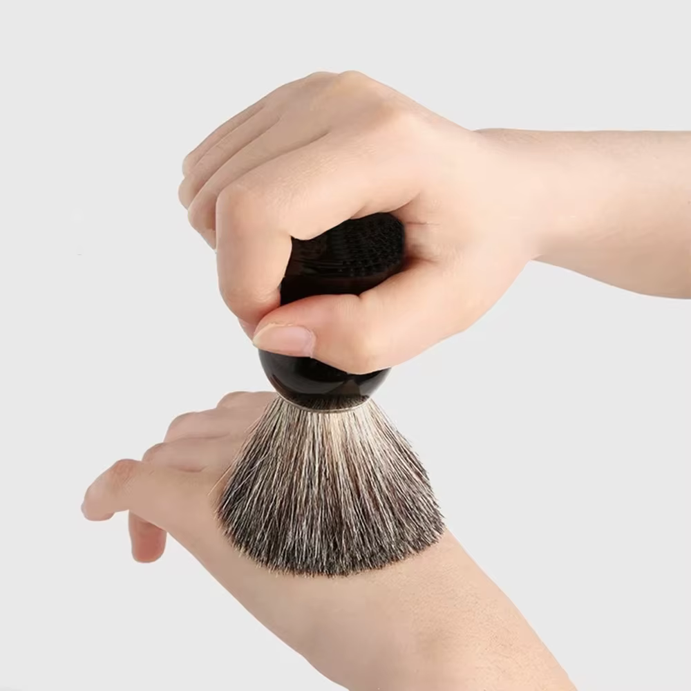 Whityle 02B brosse de rasage en poils de blaireau Super doux pour homme soins de la barbe toilettage pour hommes