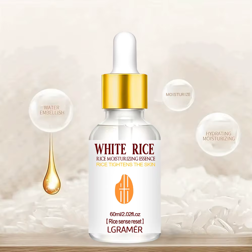 LGRAMER – Essence de riz pour le visage, ingrédients naturels, Absorption facile, réparation de la peau, éclaircit les taches, Anti-rides, Anti-âge