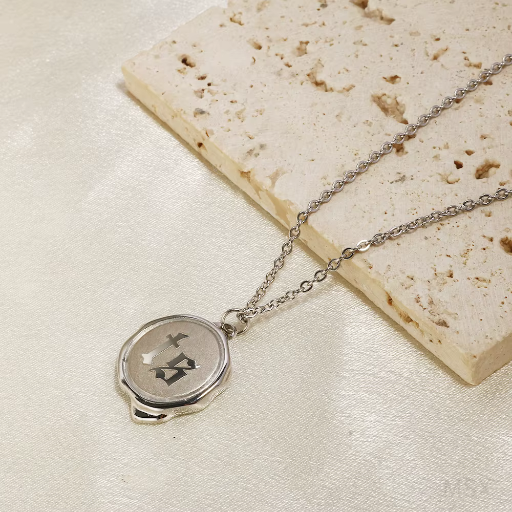 JINHUI – collier avec sceau de cire pour femmes, en acier inoxydable, métal, lettre TS, pendentif Initial, chaîne géométrique, bijoux, vente en gros, nouveau