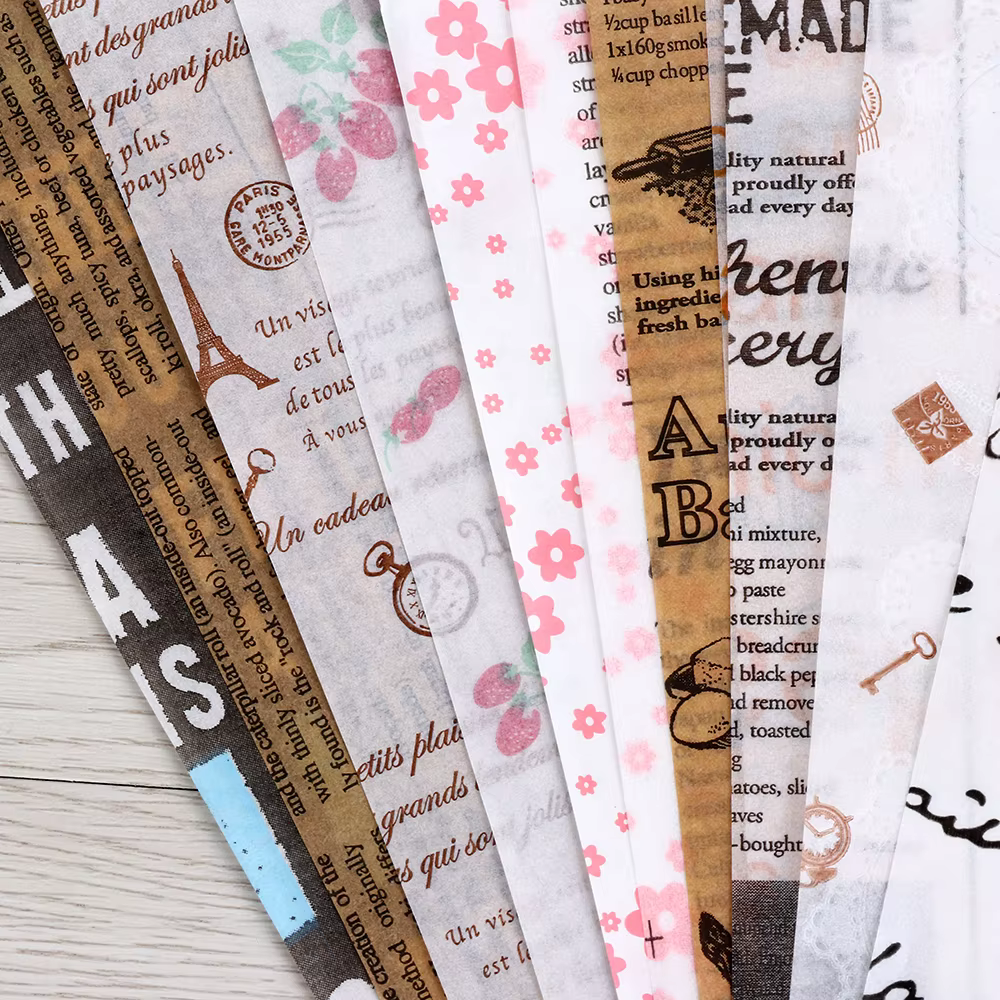 Papier d'avertissement étanche, 50 pièces, papier huilé, tible alimentaires, tible anti-graisse, outil de cuisson pour sandwich, fournitures de fête de cuisine