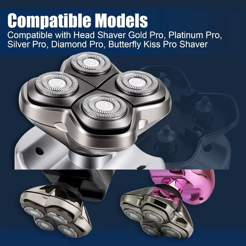 Tête de rasoir électrique Pro 4 compatible avec les rasoirs Skull Pitbull/Butterfly Kiss Pro/Palm Shavers