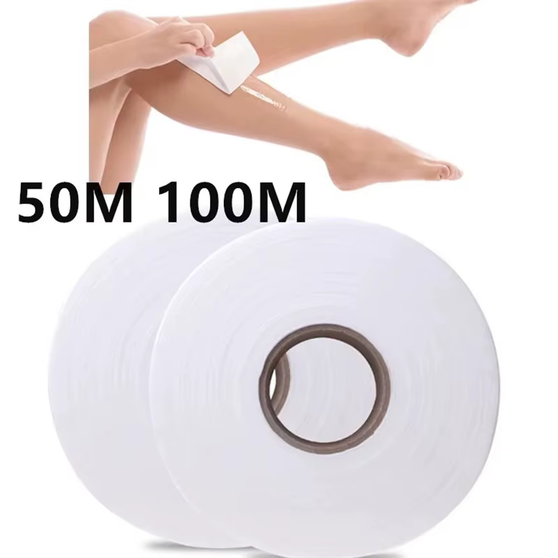 1 rouleau 50m 100m tissu non tissé corps cheveux enlever cire rouleaux de papier bandes