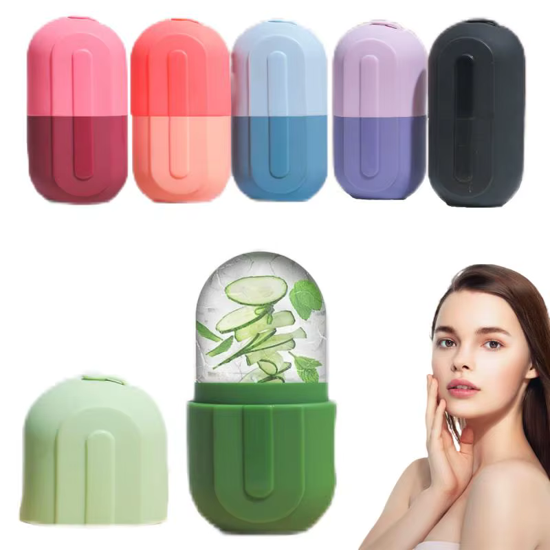 Rouleau de glace à compresse froide pour le visage et les yeux, Massage de beauté, moule à glace en Silicone, outil de soins de la peau du visage rafraîchissant et raffermissant