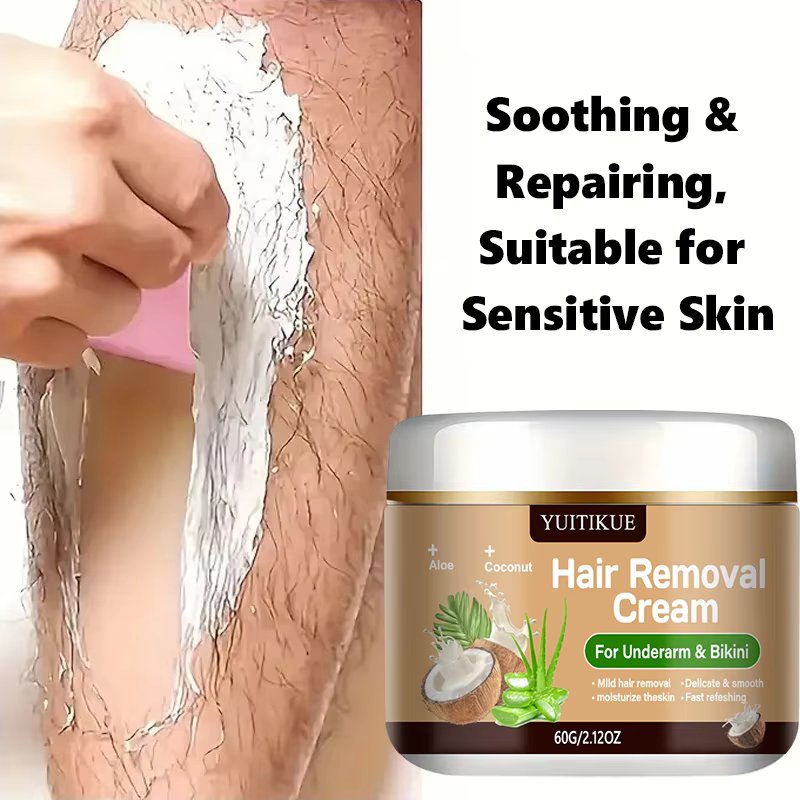 Crème dépilatoire YUITIKUE pour les aisselles et le bikini | Avec de l'aloe vera et de l'huile de coco | Formule