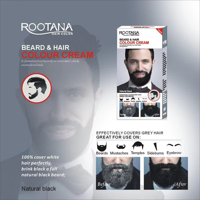 2 pièces/ensemble hommes efficace barbe noir colorant teinte crème moustache Semi-permanent