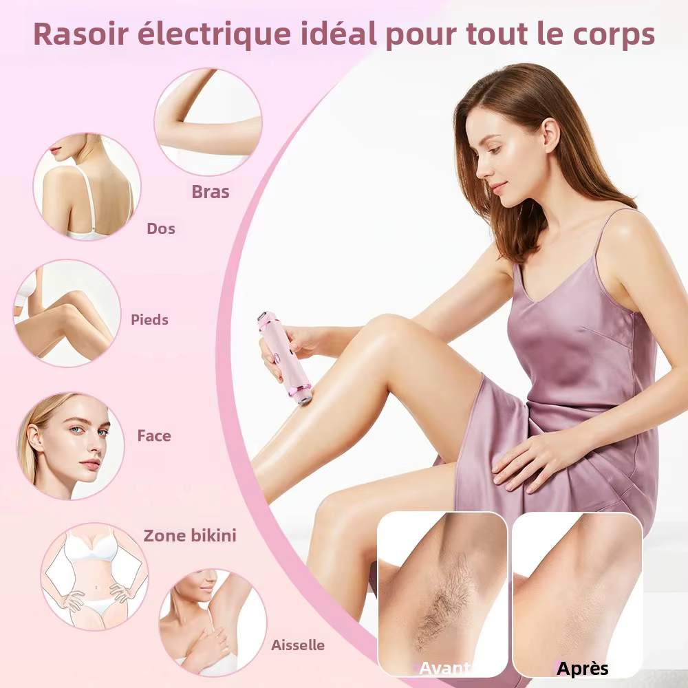 Rasoir électrique double tête 2 en 1 pour femmes