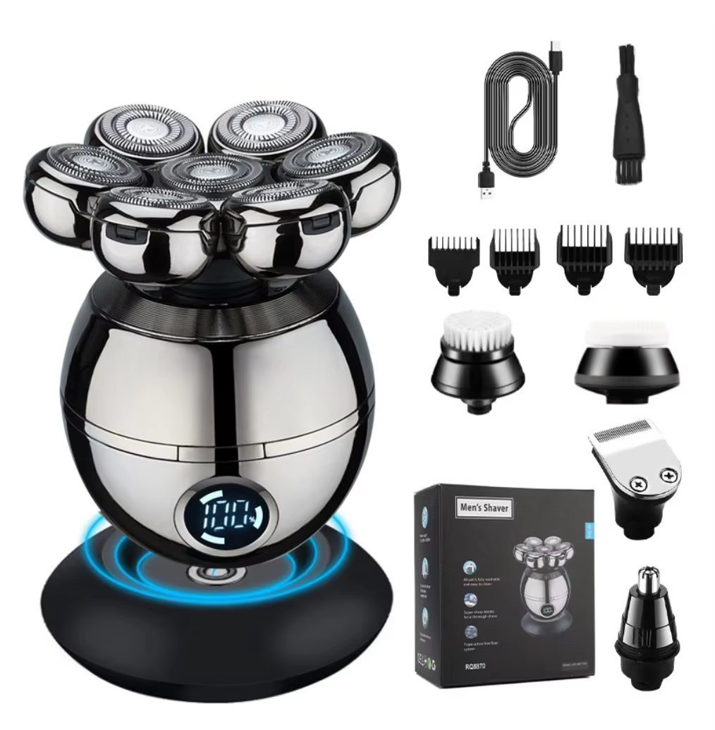 Rasoir électrique 7D flottant coupe tête Base charge Portable hommes tondeuse à barbe
