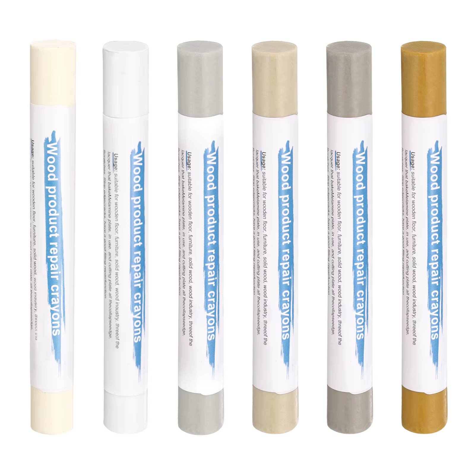 Bâtons de remplissage pour bois, 6 couleurs, crayons de retouche en cire pour meubles, pour rayures, éraflures, fissures, et couvrir les trous de clous sur le sol