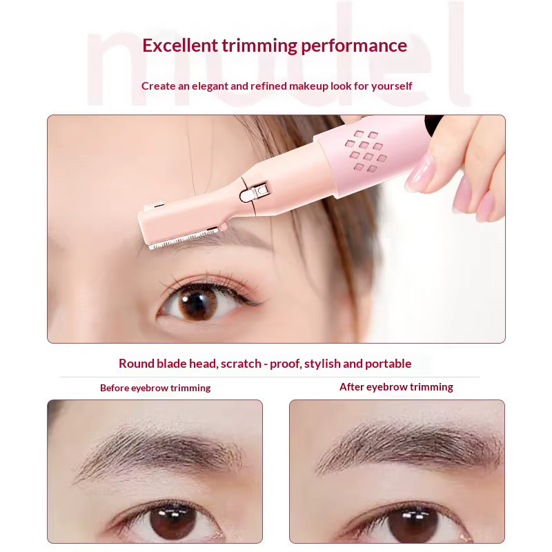 Tondeuse à sourcils électrique portable avec double tête de coupe, rasoir de façonnage des sourcils lavable, outils de rasage