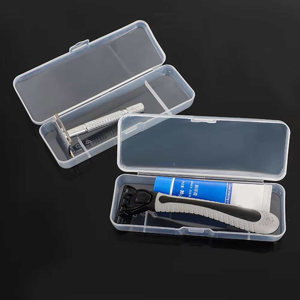 Boîte de rangement transparente pour rasoir, 1 pièce, boîte de rangement Portable de voyage pour hommes, porte-couteau, boîte de rangement en plastique, support de conteneur de rasoir