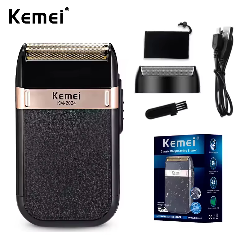 Kemei KM-2024 USB charge rasoir électrique pour hommes alternatif double lame