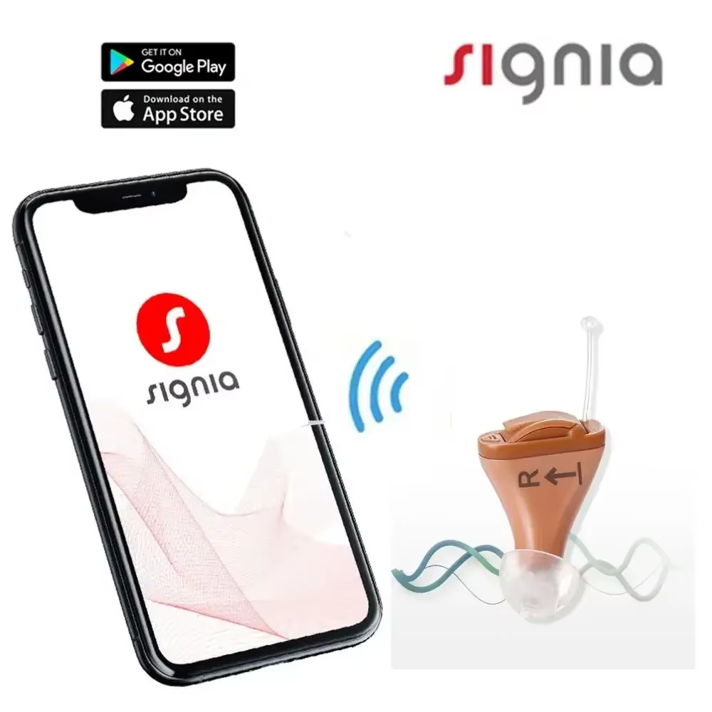 Aide auditive invisible numérique Signia RUN Click CIC ITC 8 canaux avec application pour smartphone Fit Dry Case