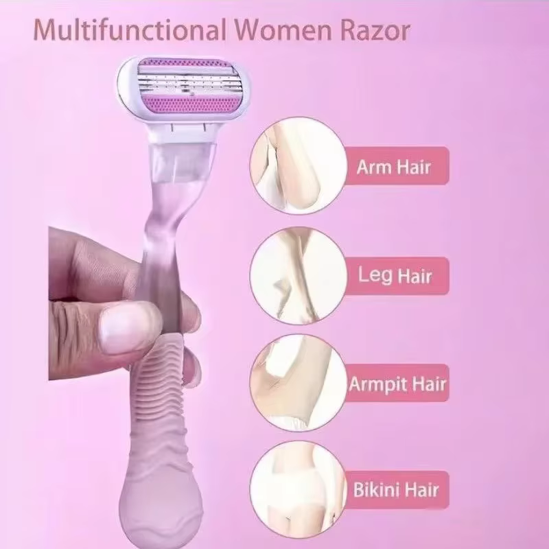 Rasoir de sécurité pour femmes avec 1 manche + 4/8 lames