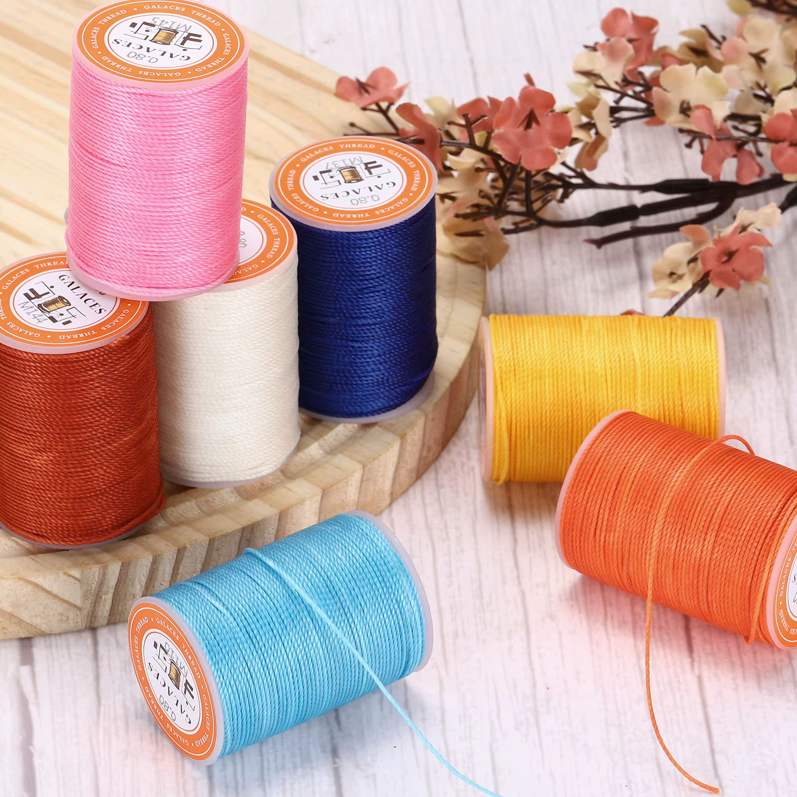 Fil ciré 0,8 mm 60 yards, fil ciré pour perles, fil ciré pour la fabrication de bijoux en cuir