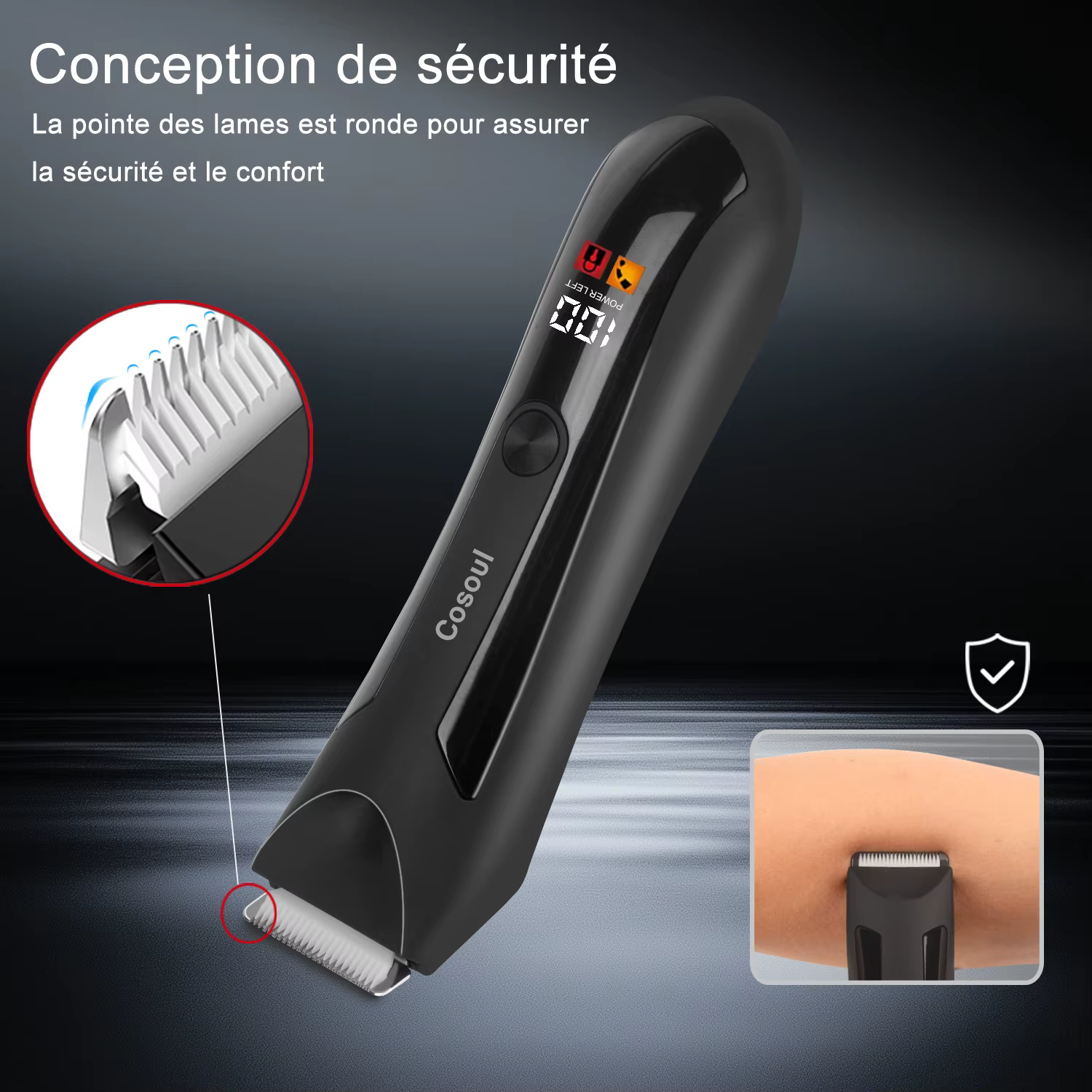 Cosoul Tondeuse à poils de corps pour hommes